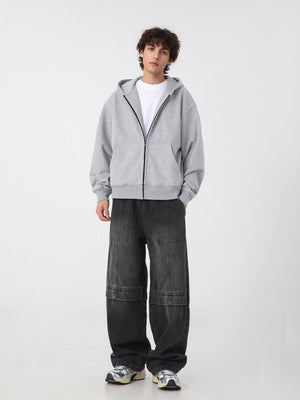 Retro Washed And Aged Split Straight Pants Jeans