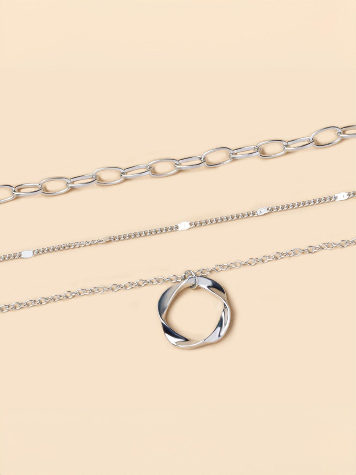 Alloy Necklace With Electroplated Circle Pendant, Fashion Necklace