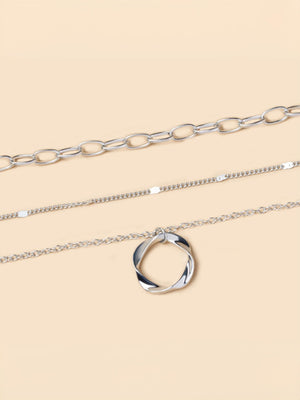 Alloy Necklace With Electroplated Circle Pendant, Fashion Necklace