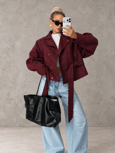 Belted Long-sleeved Coat For Autumn And Winter