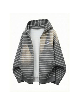 【EXPÉDITION NORMALE】Sweats à capuche carrés à rayures horizontales color-block