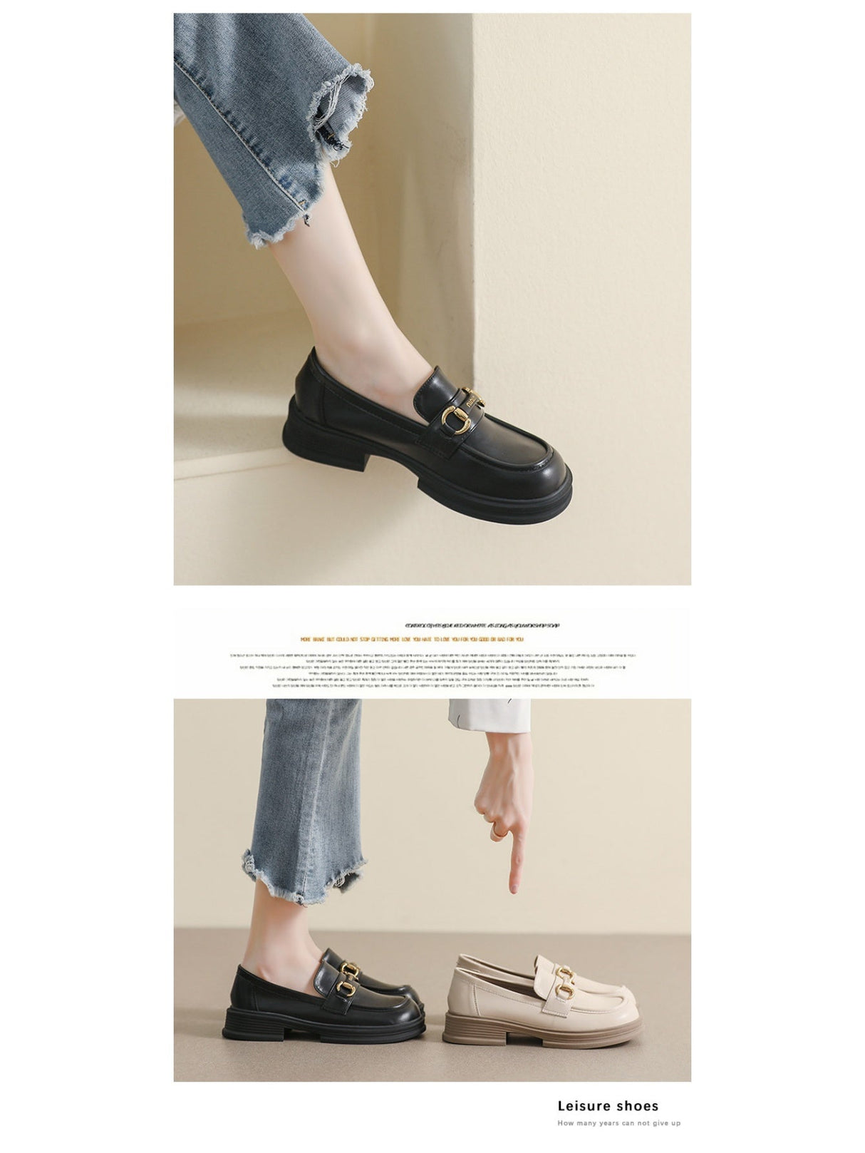 Liber Spring and Autumn Thick-soled Metal Buckle Women's Loafers