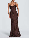 3D Embroidered Backless Cross-Strap Spaghetti Strap Long Dress
