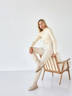 Half Turtleneck Solid Color Tights Versatile Sweaters