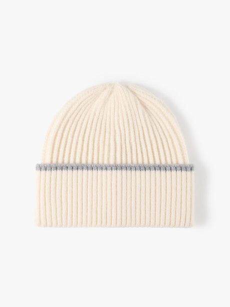 Color-Block Cuffed Beanie, Thick Knit Winter Hat, Warm Fleece-Lined, One Size