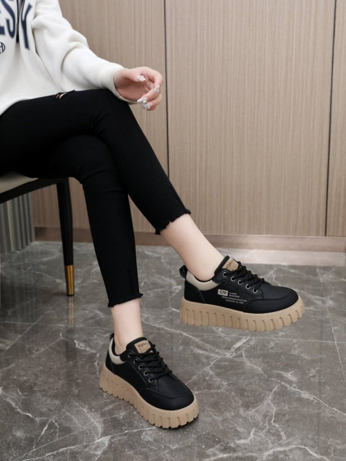 Colorblock Thick-Sole Women's Casual Sneakers