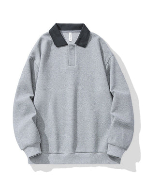 Contrasting Colors Lapel Stripes Sweatshirts