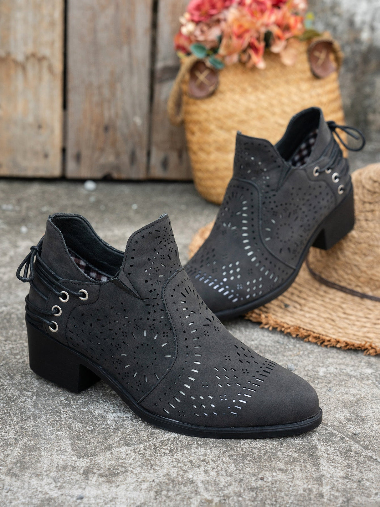 Hollowed-out Open-toe Women's Boots