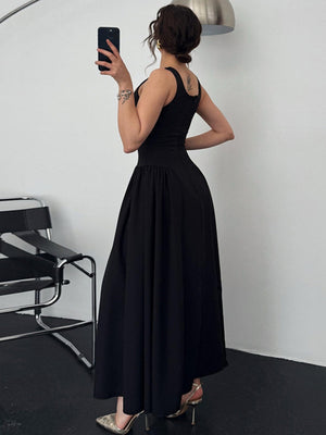 Liber Summer Women's Waist Solid Color Maxi Dresses