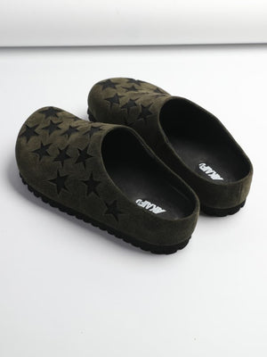 "Nomadic" Series Star-patterned Mule Shoes, Fashionable Genuine Leather Birkenstocks Platform Slippers For Men And Women