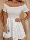 Embroidery Cotton Embroidery Off Shoulder Vacation Mini&Short Dresses