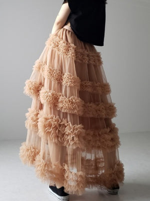 Mesh Three Floors Sweet A-line Skirt