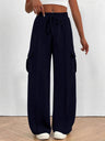 Elastic Waistband Lace Up Pocket Cargo Trousers