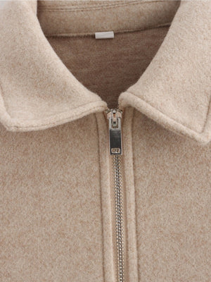 Zipper Lapel Simple Fashion Long-sleeved Short Jacket Suit Jacket Top