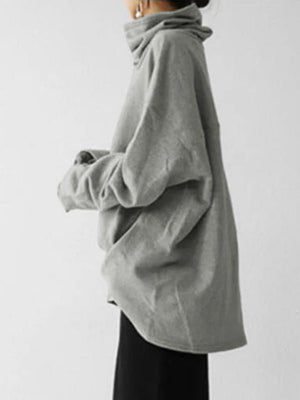 Hood Turtleneck Batwing Sleeves Loose Sweatshirts