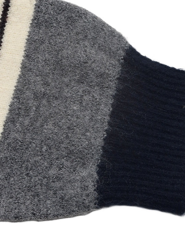 Casual Preppy Style Loose Striped Color-blocked Collar Half-open Knit Sweater