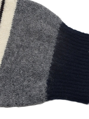 Casual Preppy Style Loose Striped Color-blocked Collar Half-open Knit Sweater