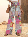 Printed Elastic Waistband High-waisted Loose-fit Pants