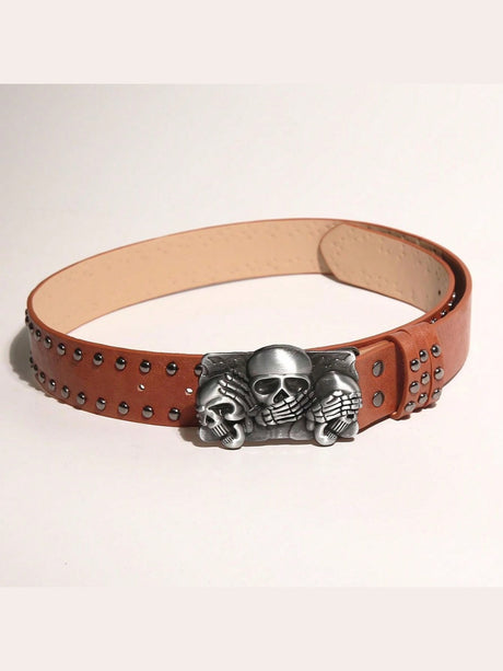 Skull Punk Snap Fasteners Belts