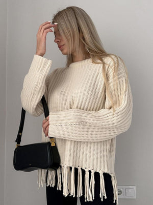 Thickened Loose Tassel Solid Color Knitting Sweaters