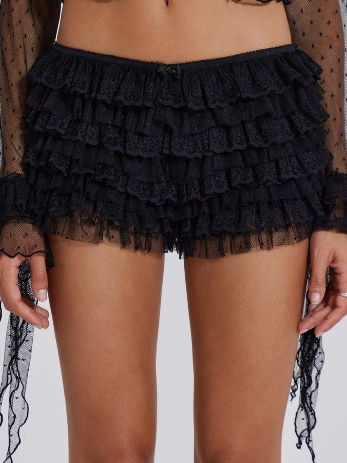 Y2K Bow Lace Multi-layered Wavy Lace Sweet Shorts