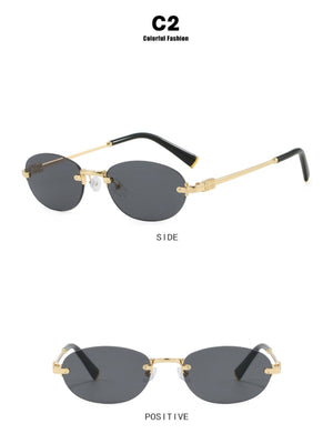 Oval Retro Frameless Sunglasses