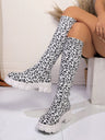 Leopard Print Knee-high Boots, Women's Sock Boots