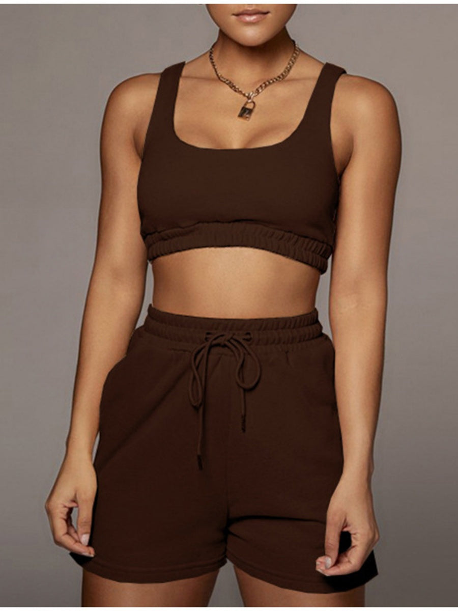 Liber Summer Women's Splicing Solid Color 2-piece Sets