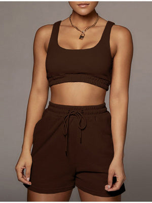 Liber Summer Women's Splicing Solid Color 2-piece Sets