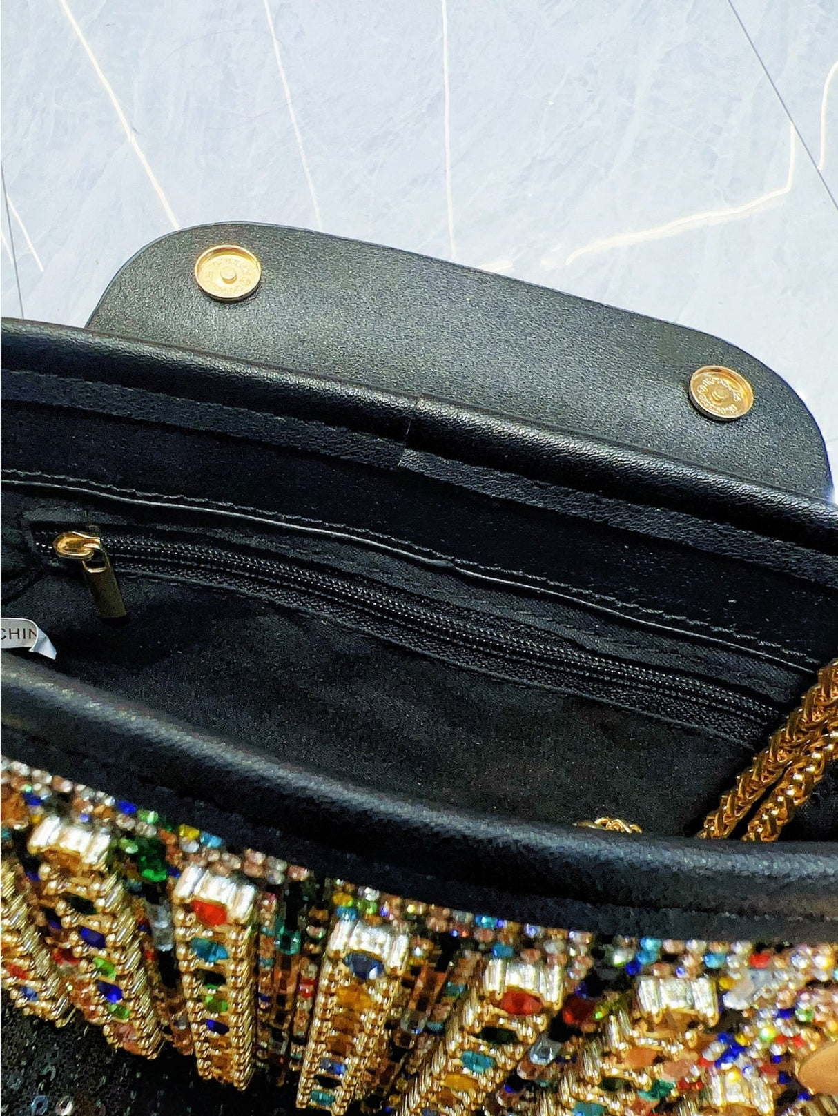 Liber Four Seasons ACC chain contrast color diamond underarm bag