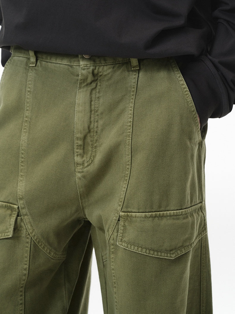 Liber Autumn Neutral wear Solid Color Cargo Trousers