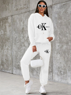 Sports Printed Hoodies Sweatpants 2-piece Sets