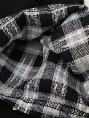 Graffiti Letter Layered-look Patchwork Plaid Polo Shirt
