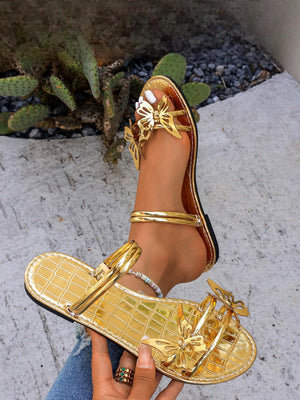 Butterfly Strappy Flat Sandals