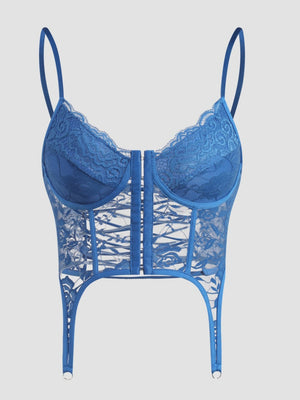Lace See-through Backless Cross Straps Bra Irregular Tank Tops&Camis