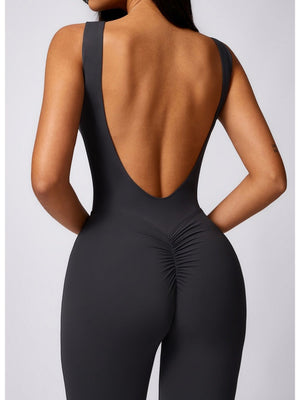 Backless Wide-leg High Elastic Waist Slimming And Shaping Yoga Fitness Outdoor Jumpsuits/pants