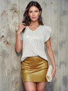 Sequins V-neck With Ruffled Sleeves Short-sleeved T-shirt