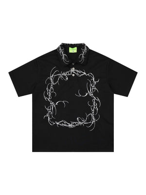 Graffiti Embroidery Loose-fit POLO Shirt