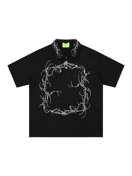 Graffiti Embroidery Loose-fit POLO Shirt