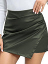 PU Leather Patchwork Pleats Skirts
