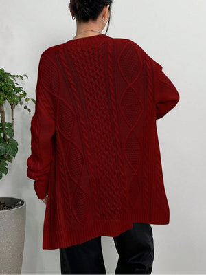 Liber Women's outerwear knitted cardigan diamond cable-knit button autumn cardigan