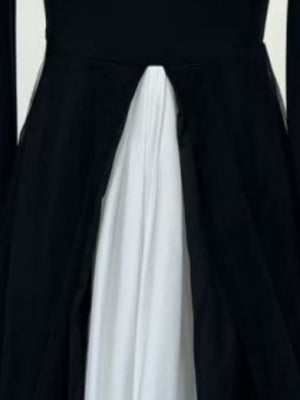 Black And White Color Blocking Splicing Swing Skirt Maxi Dresses