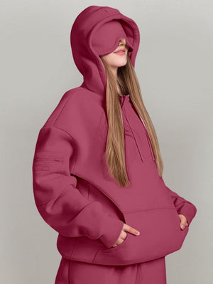 Liber Summer Women's Pocket Solid Color Sweatshirts&Hoodies