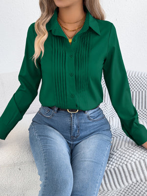 Langarm-Pendlerhemden mit geriffelten, einfarbigen Knöpfen