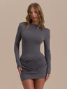 Gathering Tight Fit Long Sleeve Parties Mini&Short Dresses