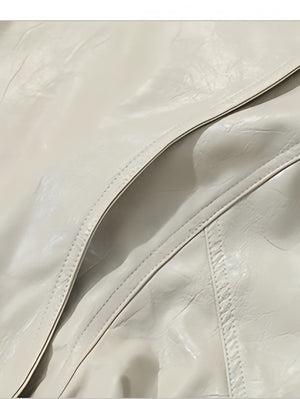 Retro Old Money Style Brown Cleanfit Silhouette Stand Collar Leather Jacket