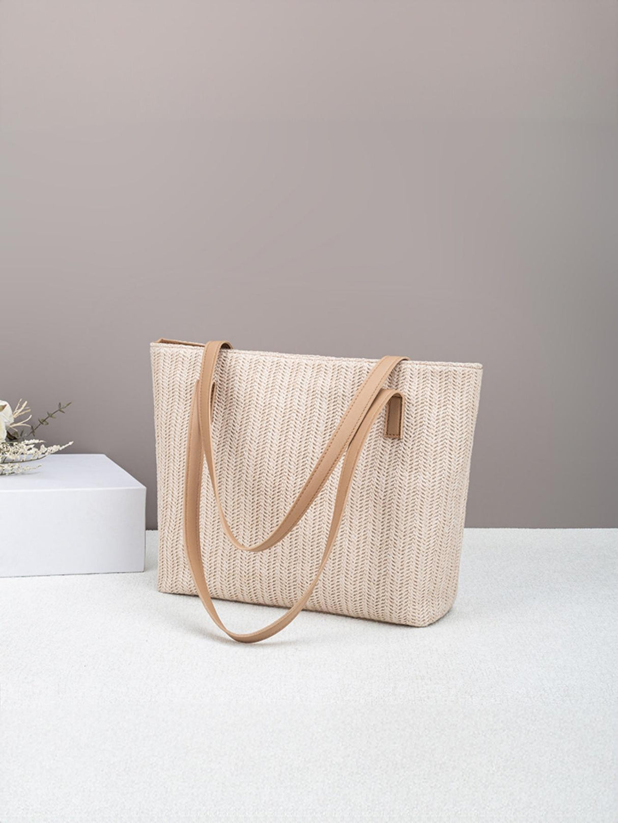 Solid Color Vacation Straw Tote Bag