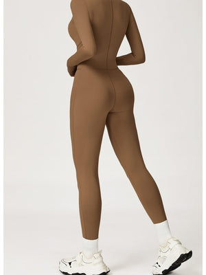 Long-sleeved Stand Collar Fleece Keep Warm High Elasticity Waist Slimming And Shaping Yoga Fitness Outdoor Jumpsuits/pants