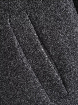 Lapel Zipper Solid Color Simple Oversized Woolen Jacket