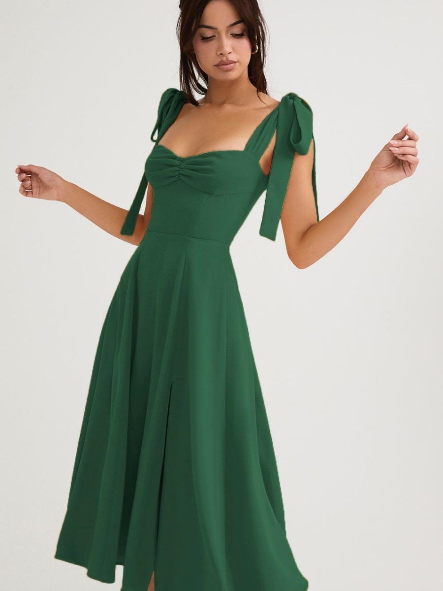 Maxikleider für Brautjungfern und Cocktailpartys mit Schnürung und Schlitz